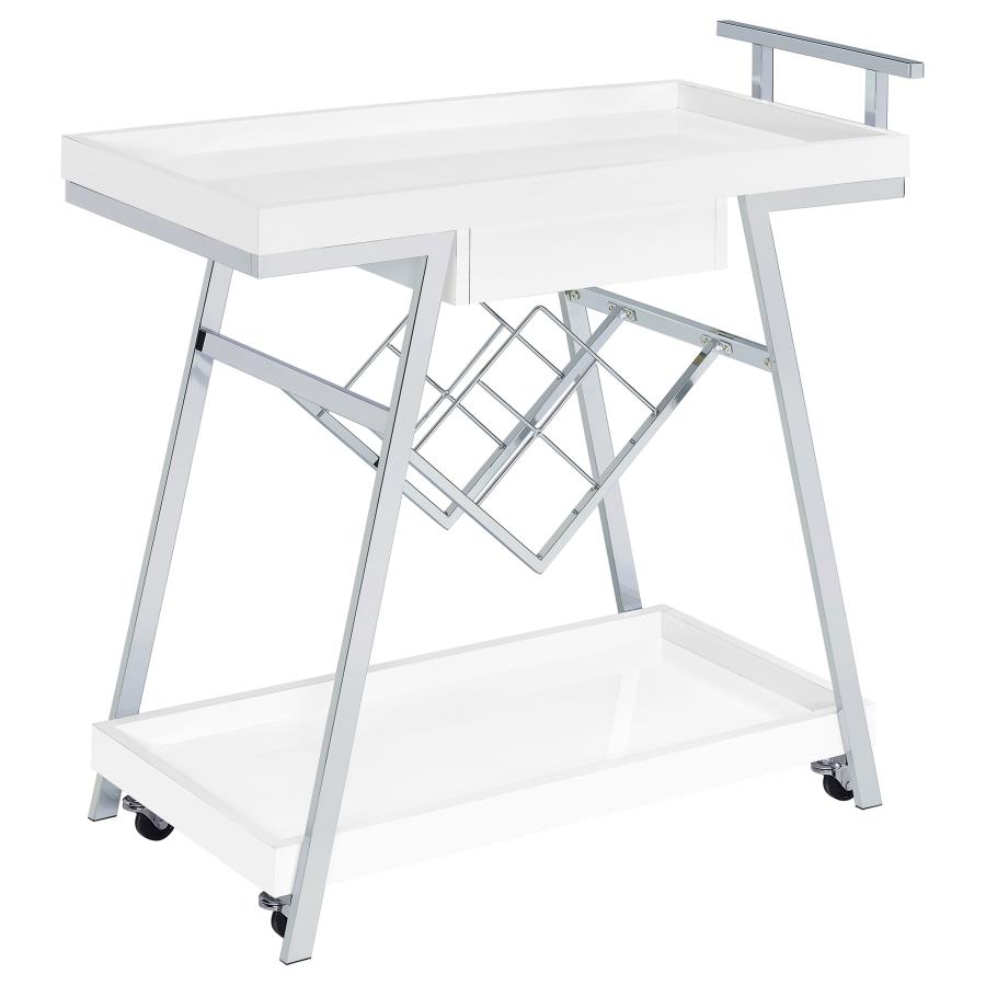 Kinney White Bar Cart - furniture place usa