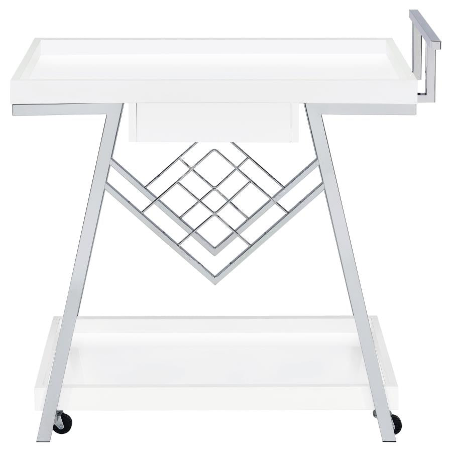 Kinney White Bar Cart - furniture place usa