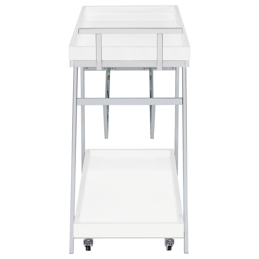 Kinney White Bar Cart - furniture place usa