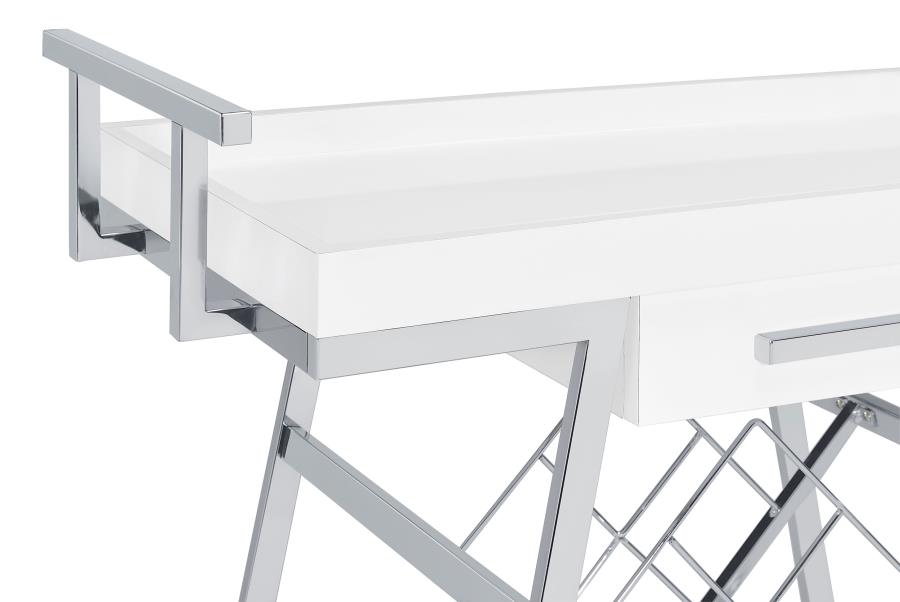 Kinney White Bar Cart - furniture place usa