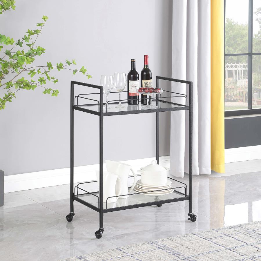 Curltis Black Bar Cart - furniture place usa