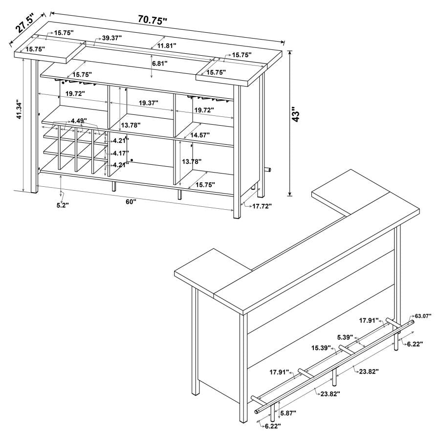 Bellemore Brown Home Bar - furniture place usa