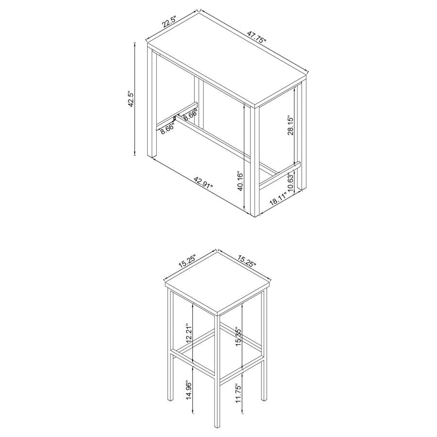 Natividad White 5 Pc Bar Set - furniture place usa