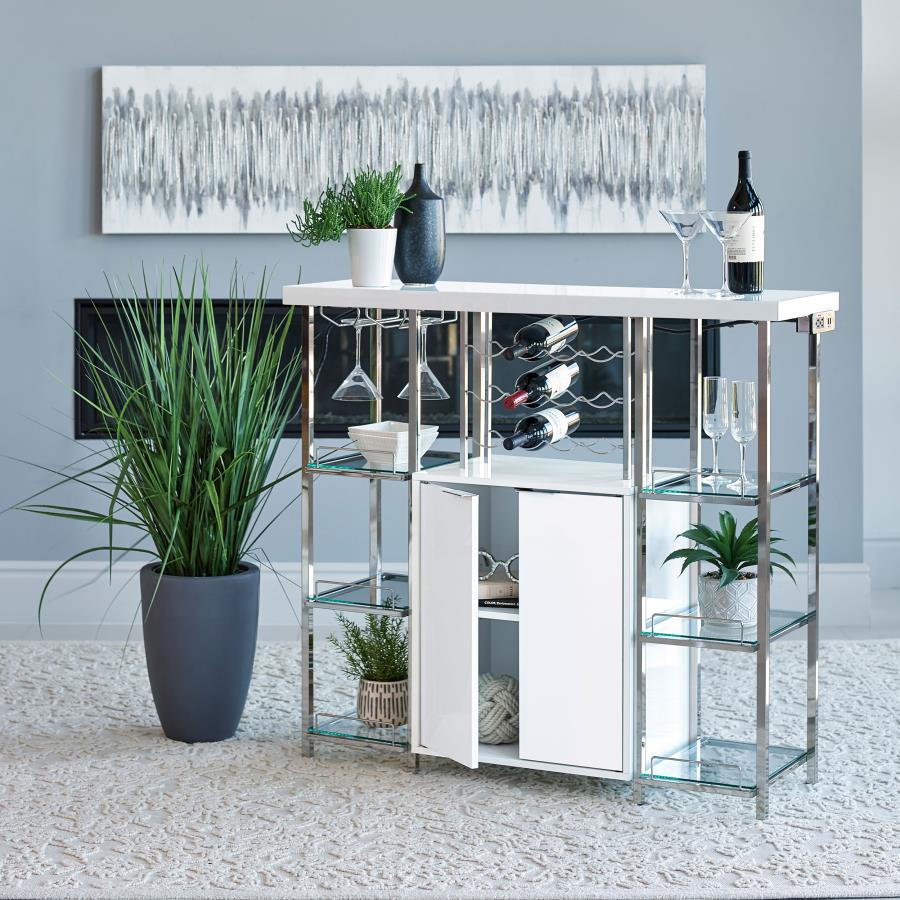 Gallimore White Bar Cabinet - furniture place usa