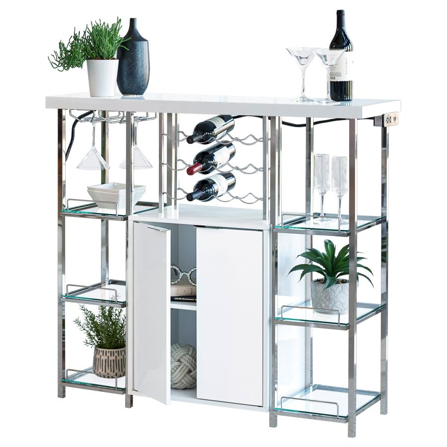 Gallimore White Bar Cabinet - furniture place usa