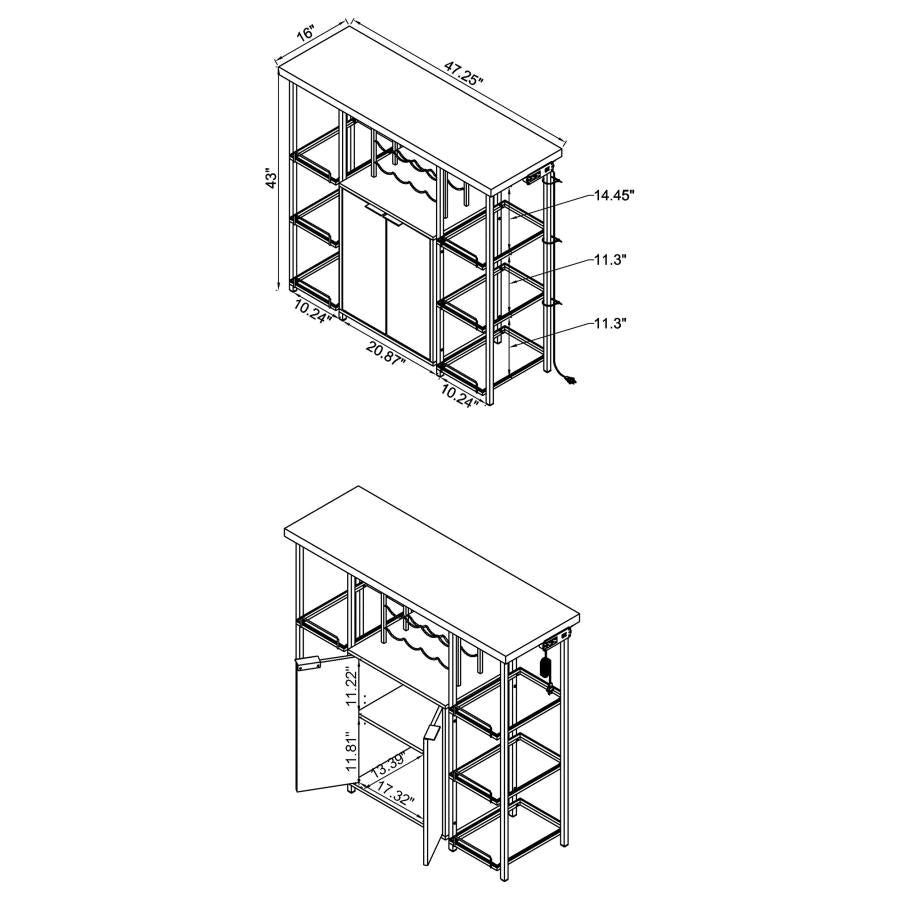Gallimore White Bar Cabinet - furniture place usa