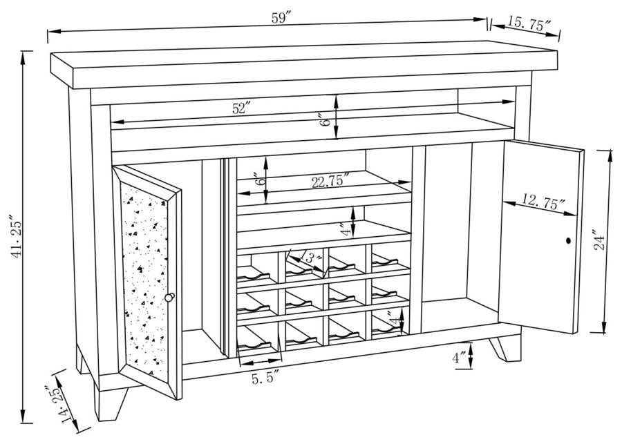 Melinda Silver Bar Cabinet - furniture place usa