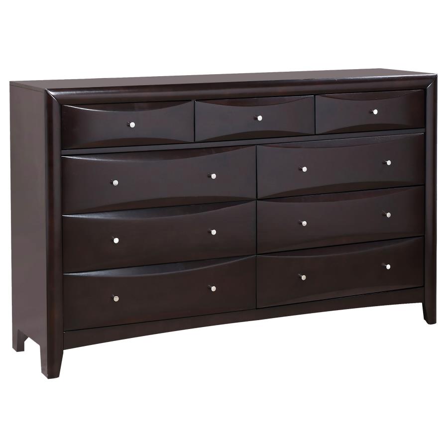 Phoenix Brown Queen Bed 5 Pc Set - furniture place usa