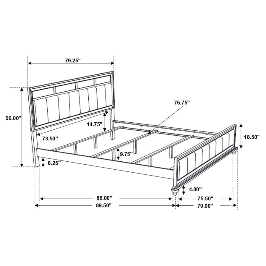 Barzini Black California King Bed - furniture place usa