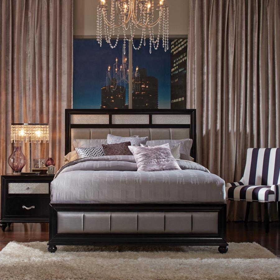 Barzini Black Queen Bed - furniture place usa