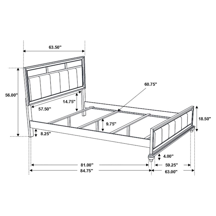 Barzini Black Queen Bed - furniture place usa