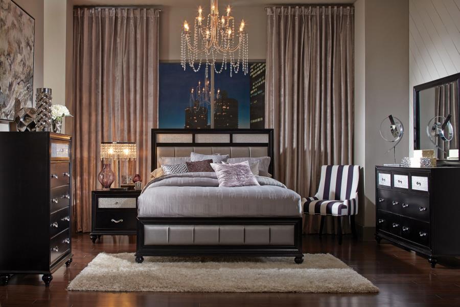 Barzini Black Queen Bed - furniture place usa