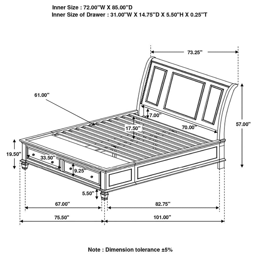 Sandy Beach Ivory California King Storage Bed - furniture place usa