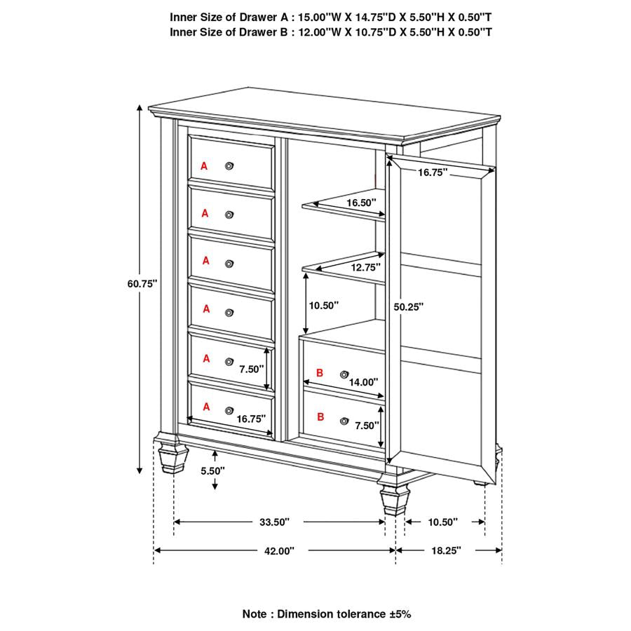 Sandy Beach Black Door Chest - furniture place usa