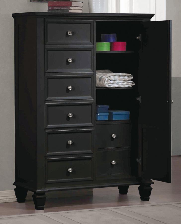 Sandy Beach Black Door Chest - furniture place usa