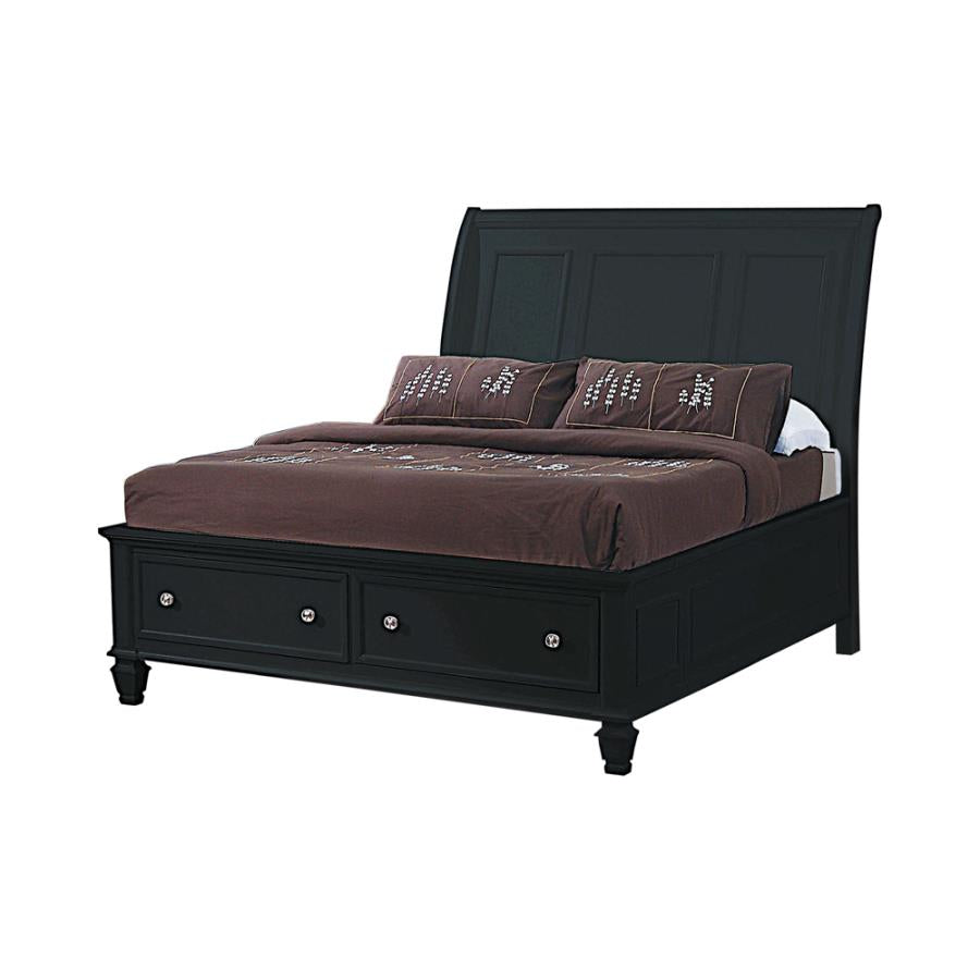 Sandy Beach Black Eastern King Storage Bed - furniture place usa