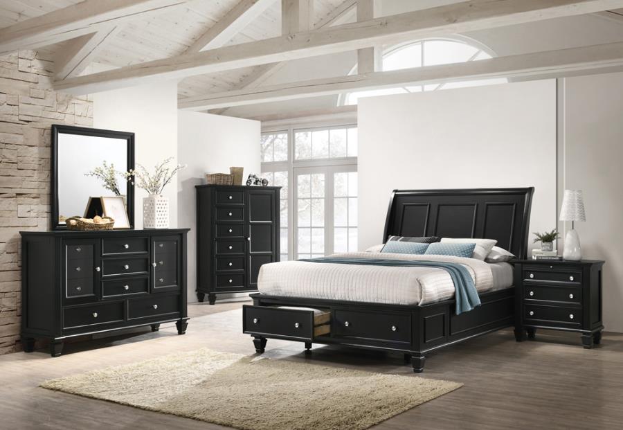 Sandy Beach Black California King Storage Bed - furniture place usa
