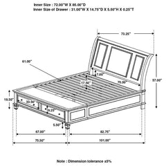 Sandy Beach Black California King Storage Bed - furniture place usa