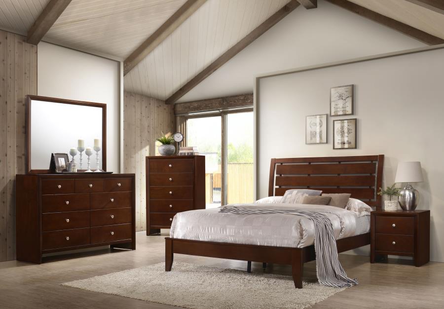 Serenity Brown California King Bed 4 Pc Set - furniture place usa