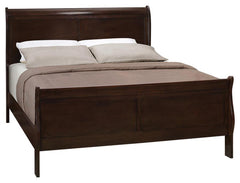Louis Philippe Brown Queen Bed 5 Pc Set - furniture place usa