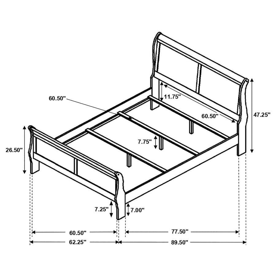 Louis Philippe Brown Queen Bed - furniture place usa