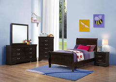 Louis Philippe Brown Twin Bed 4 Pc Set - furniture place usa