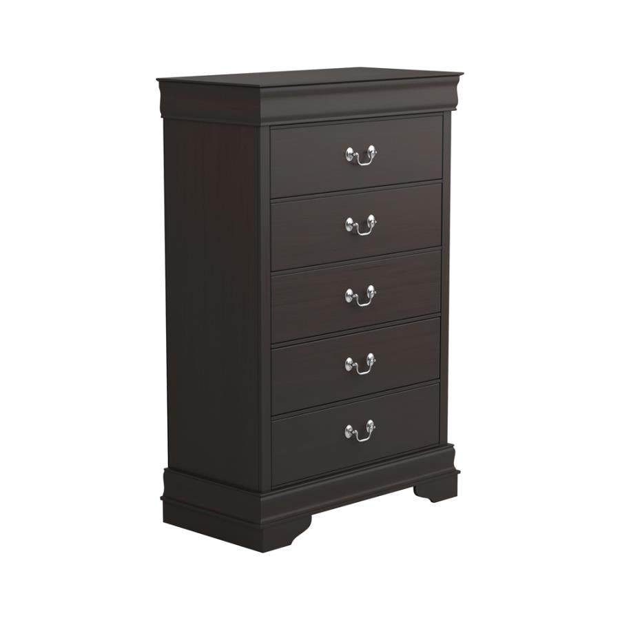 Louis Philippe Brown Queen Bed 5 Pc Set - furniture place usa
