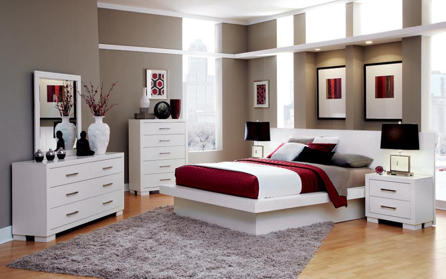 Jessica White Eastern King Bed 5 Pc Set - furniture place usa
