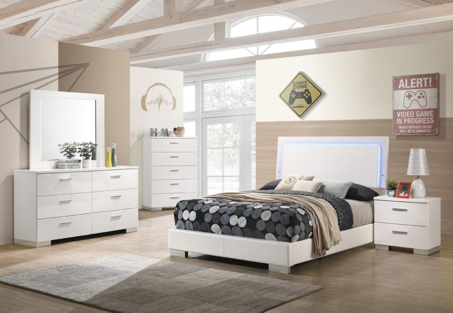 Felicity White Full Bed 5 Pc Set - furniture place usa