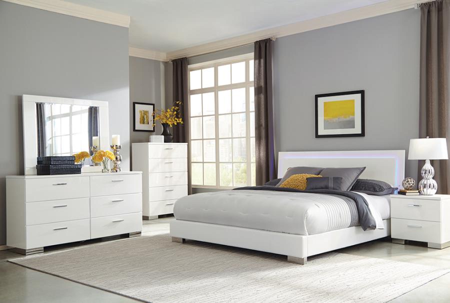 Felicity White Eastern King Bed 6 Pc Set - furniture place usa