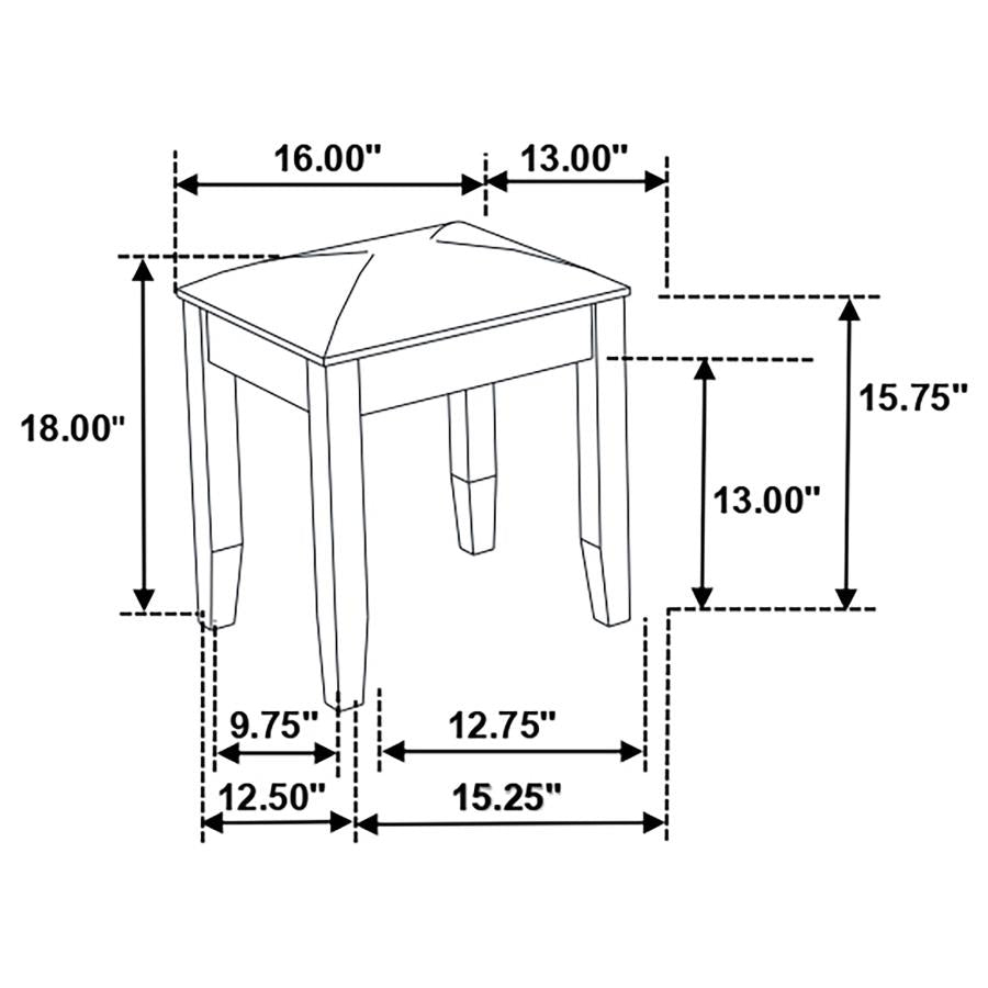 Felicity White Vanity Stool - furniture place usa
