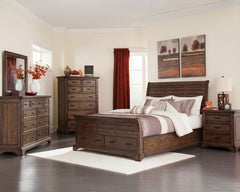 Elk Grove Brown Queen Bed 5 Pc Set - furniture place usa