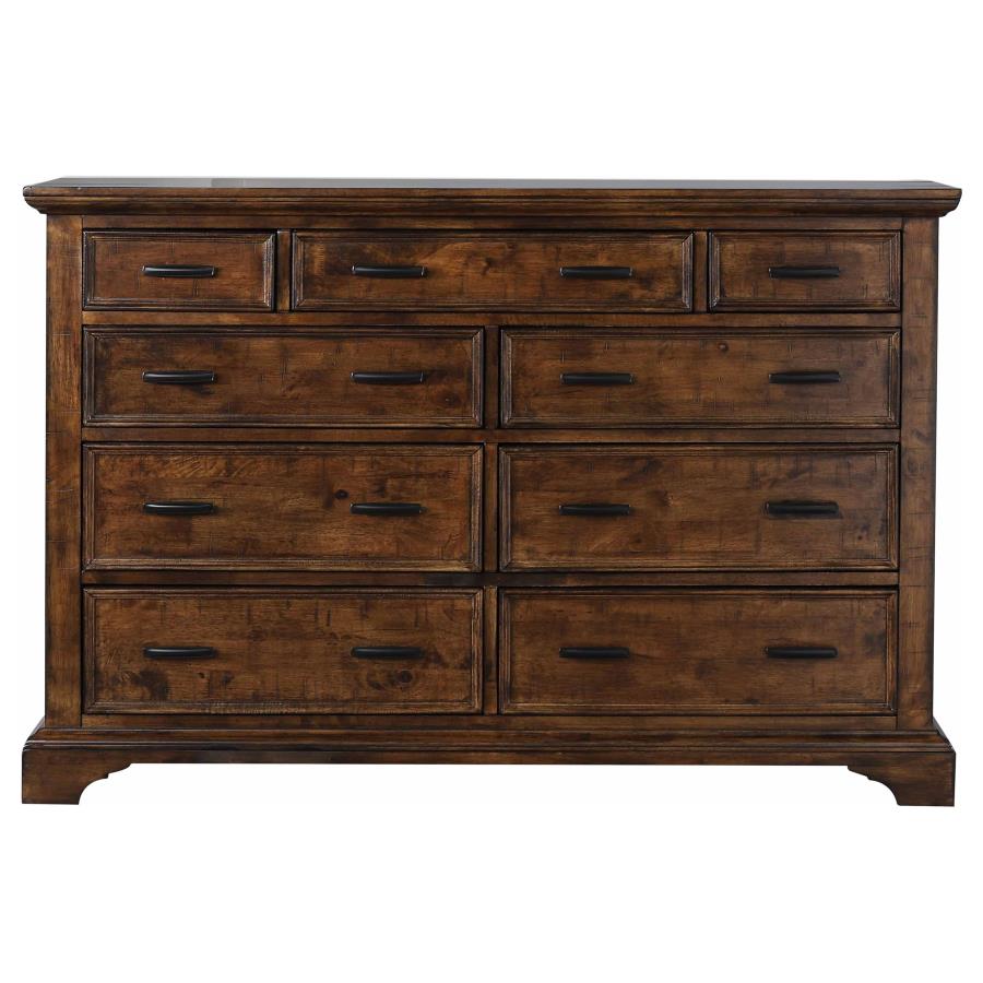 Elk Grove Brown Queen Bed 5 Pc Set - furniture place usa