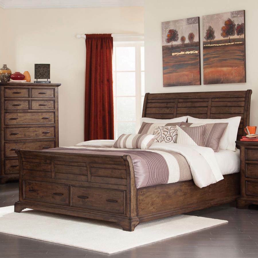 Elk Grove Brown Queen Storage Bed - furniture place usa