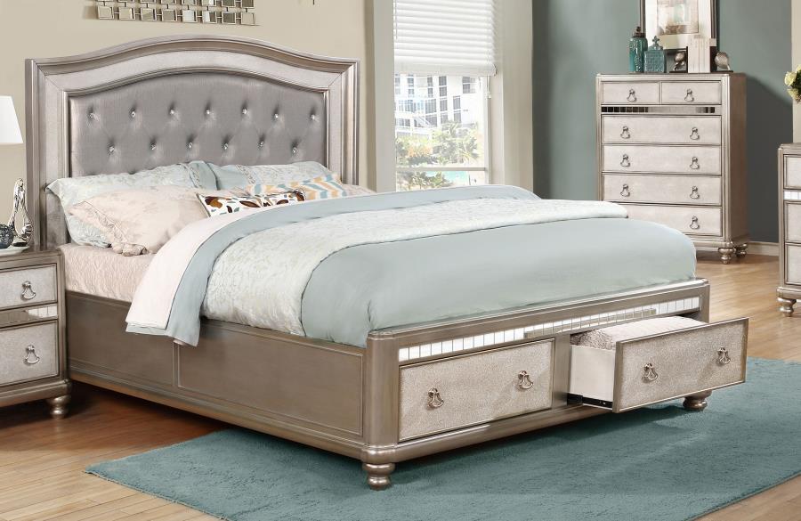 Bling Game Silver Queen Storage Bed - furniture place usa