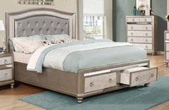 Bling Game Silver Queen Storage Bed - furniture place usa