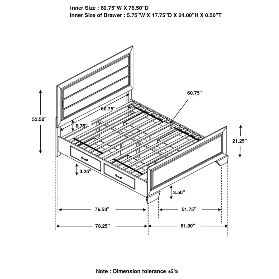 Kauffman Brown Queen Storage Bed - furniture place usa