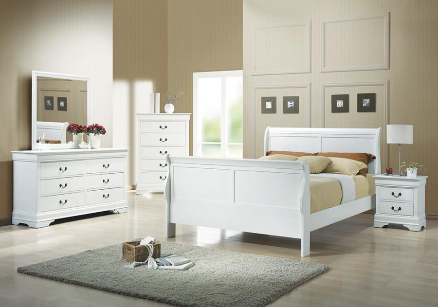 Louis Philippe White Queen Bed 5 Pc Set - furniture place usa