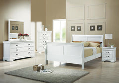 Louis Philippe White Queen Bed 5 Pc Set - furniture place usa