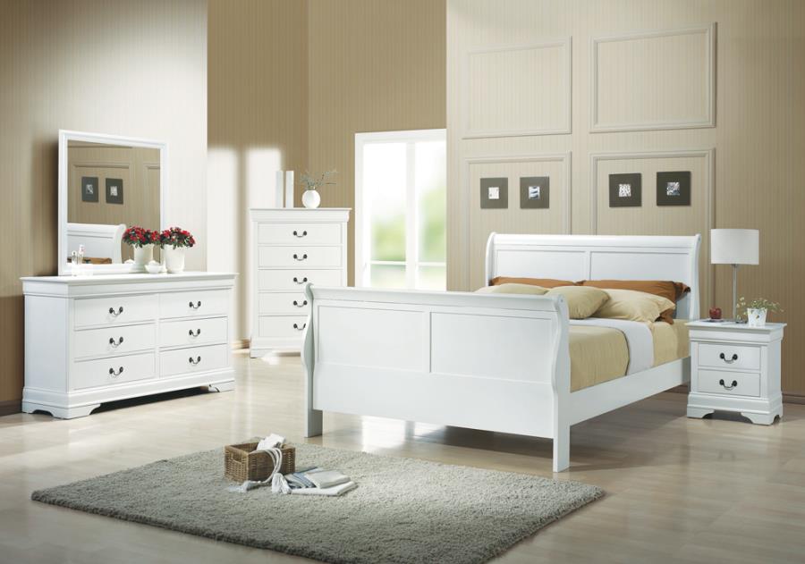 Louis Philippe White Queen Bed - furniture place usa