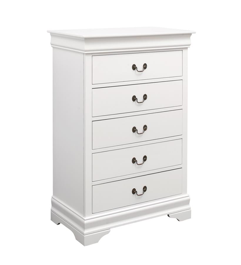 Louis Philippe White Queen Bed 5 Pc Set - furniture place usa