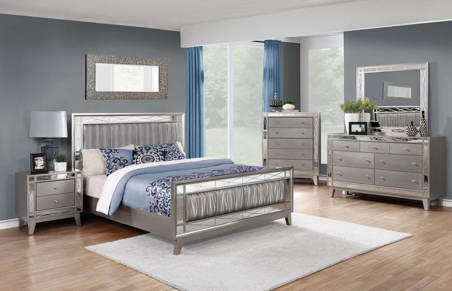 Leighton Silver Full Bed 4 Pc Set - furniture place usa