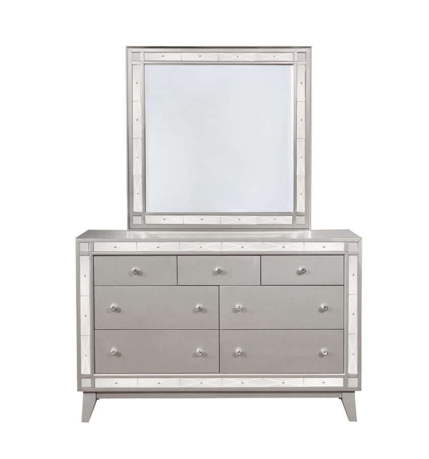 Camille Silver Queen Bed 5 Pc Set - furniture place usa