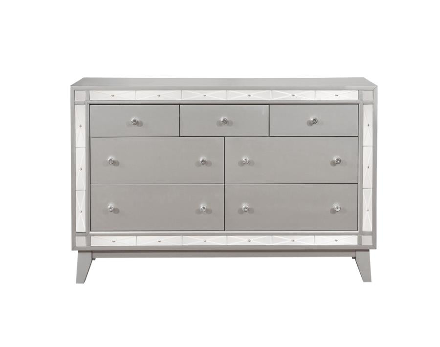 Leighton Silver Queen Bed 5 Pc Set - furniture place usa