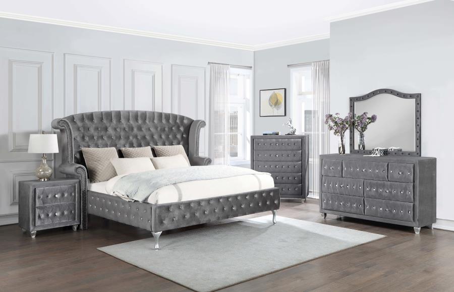 Deanna Grey California King Bed 5 Pc Set - furniture place usa