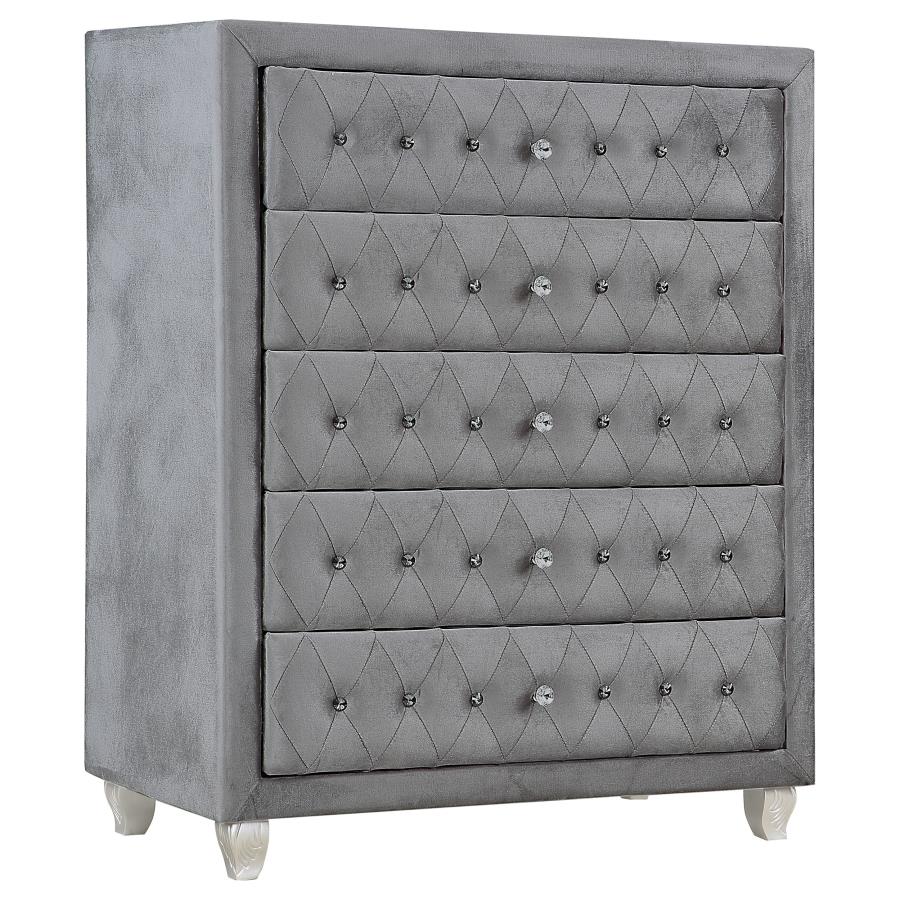Deanna Grey California King Bed 5 Pc Set - furniture place usa