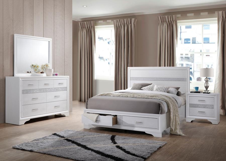 Miranda White California King Bed 4 Pc Set - furniture place usa