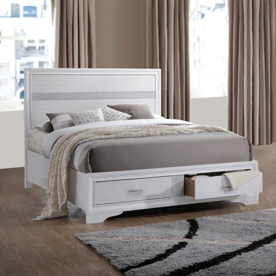 Miranda White California King Storage Bed - furniture place usa