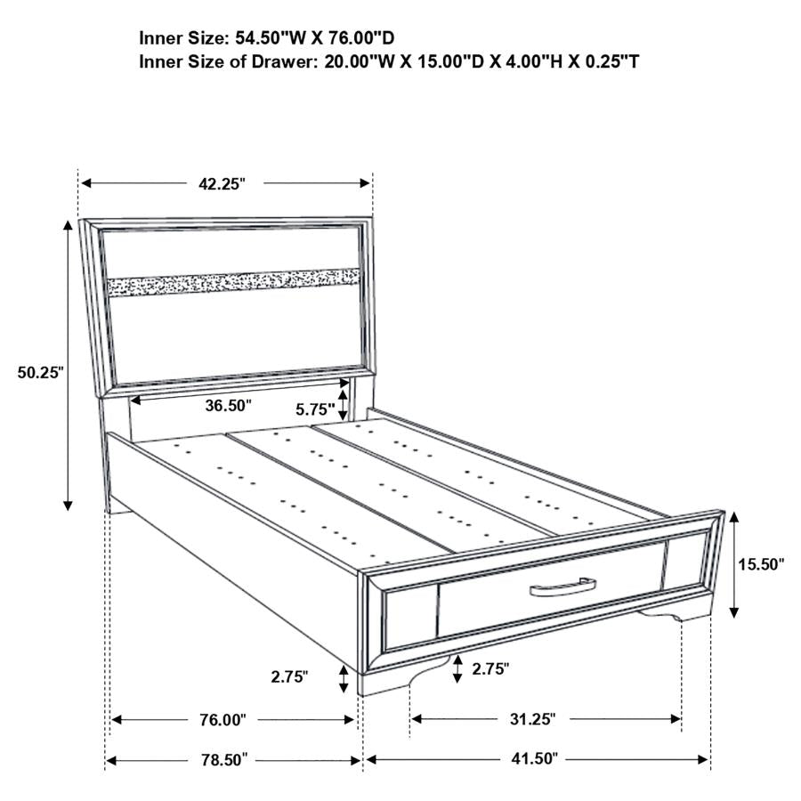 Miranda White Twin Storage Bed - furniture place usa