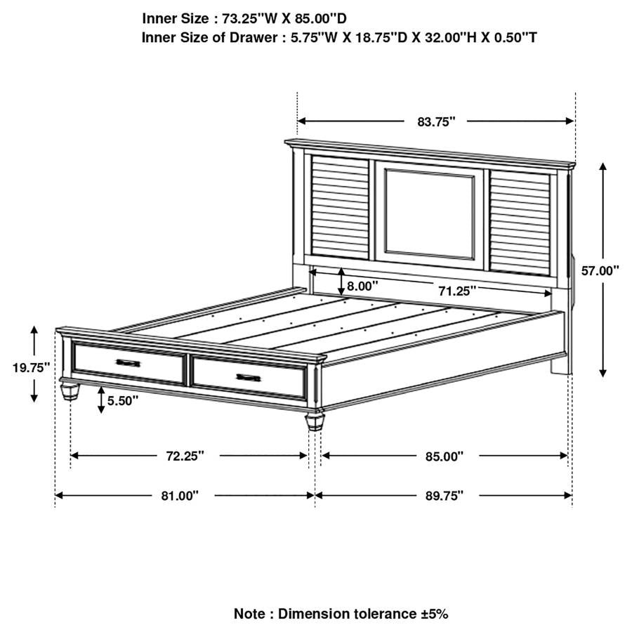 Franco Ivory California King Storage Bed - furniture place usa